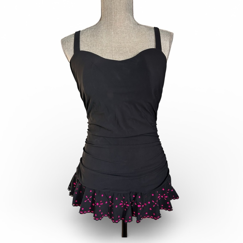 Black & Pink Tutti Frutti one piece Swimdress